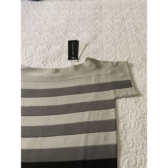 French Connection NWT Bodycon Gray Striped Dress Size 10 Knee Length - Picture 7 of 13